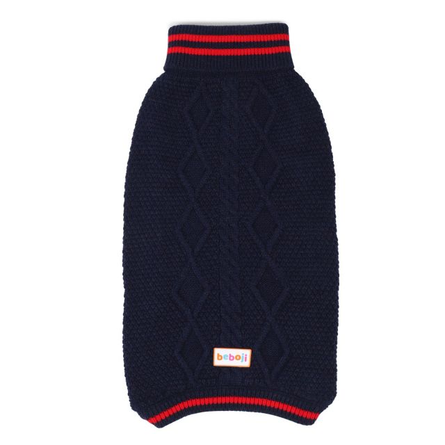 beboji Cable Knit Navy Sweater for Dogs