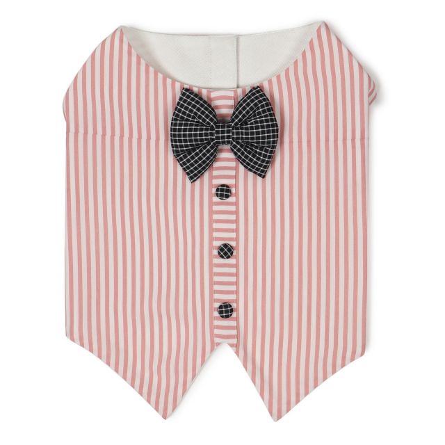 beboji Pink Striped Tuxedo for Dogs with Bow Tie - S