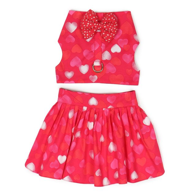beboji Red Heart Frock for Dogs with Bow Tie - L