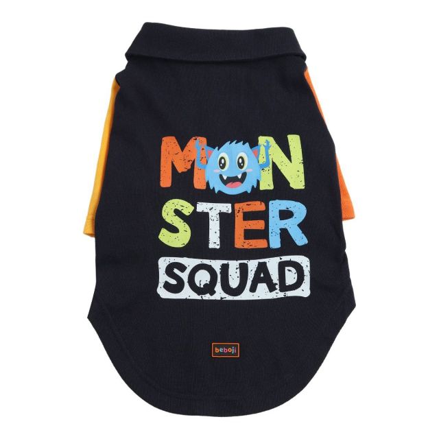 beboji Monster Squad Polo Dog T-Shirt | Half Sleeve Tshirt for Dogs | Stretchable & Easy to Wear Cotton Dog Clothes Available for All Ages of Pet Dogs - L