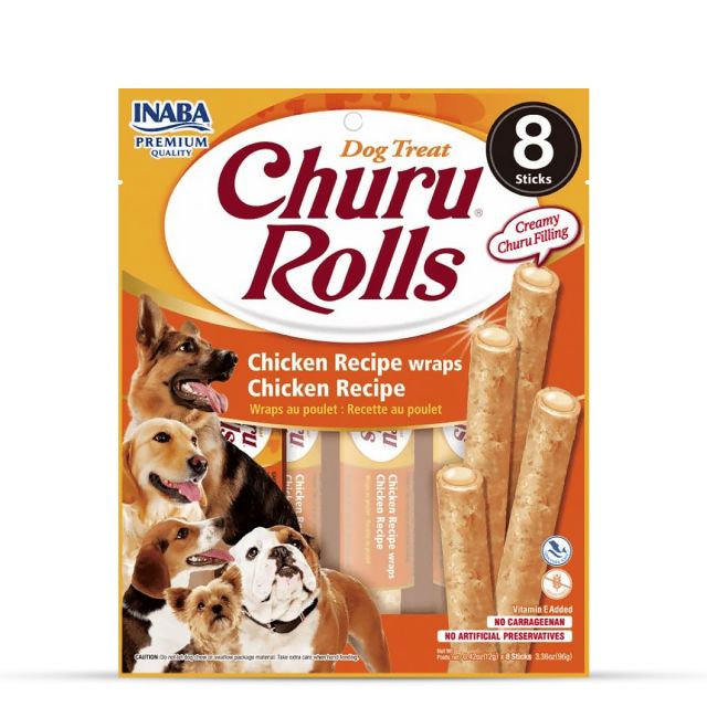 Inaba Churu Roll Dog Chicken Recipe Wraps Chicken Recipe Meaty Dog Treat - 96 Gm