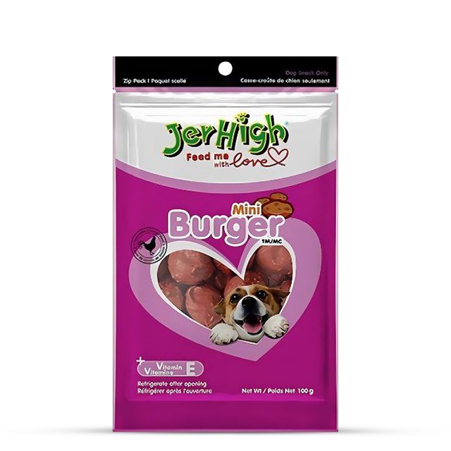 JerHigh Mini Burger Dog Meaty Treat - 100 gm