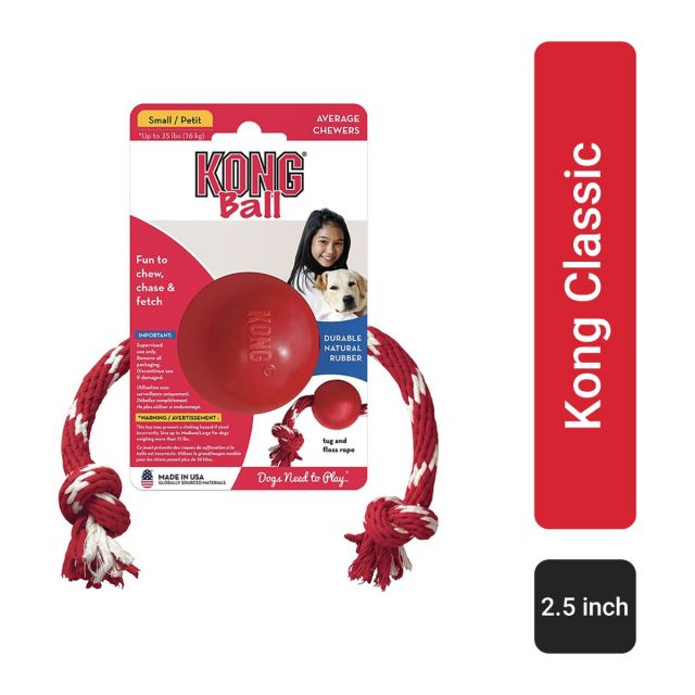 Kong Ball with hole Red Fetch Dog Toy Red