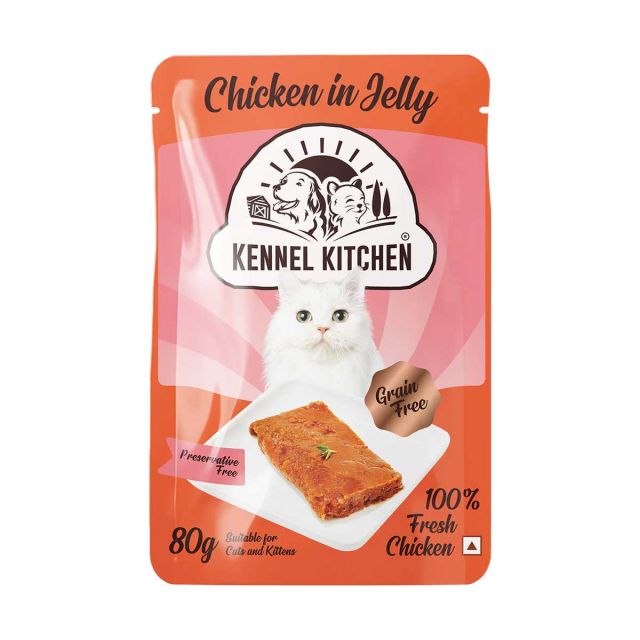 Kennel Kitchen Grain Free Chicken in Jelly Kitten/Adult Wet Cat Food - 80 gm