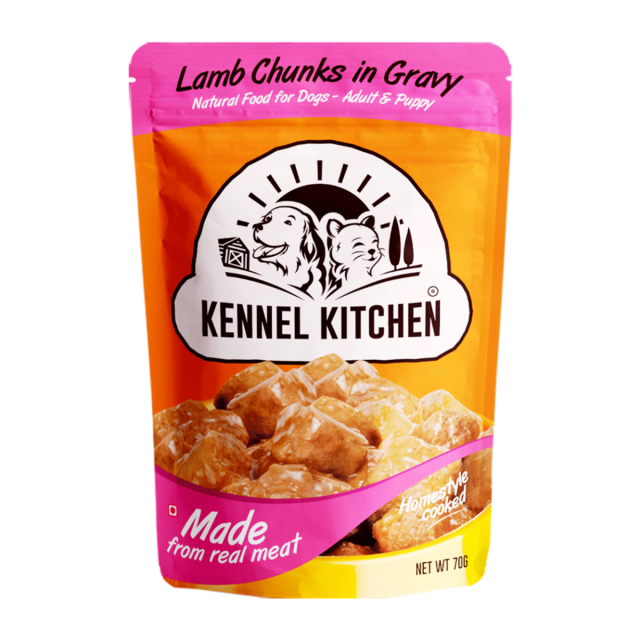 Kennel Kitchen Lamb Chunks in Gravy Puppy/Adult Wet Dog Food - 70 gm (Pack Of 12)