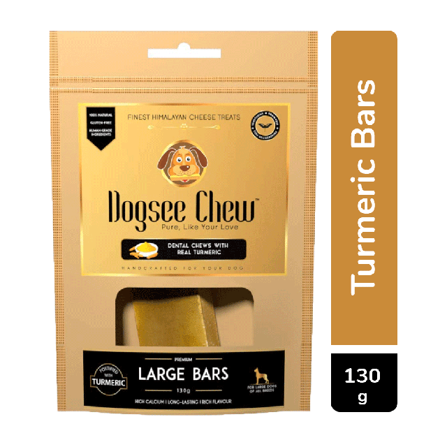 Dogsee Chew Turmeric Large Bars Long-Lasting Dental Chews For Large Dogs - 130 gm