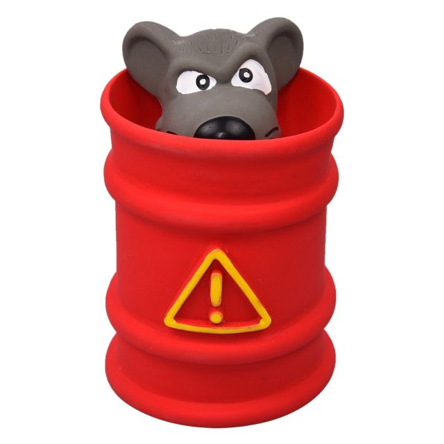 Glenand Latex Squeaky Pup Up Mouse In Oil Tank Dog Toy - 11.7 cm