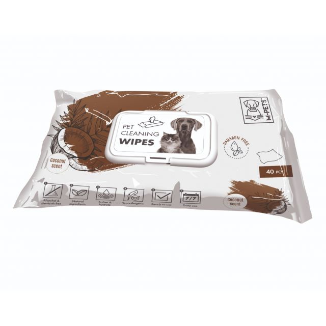 M-Pets Pet Cleaning Wipes Coconut 15 x 20 cm - 40 pcs