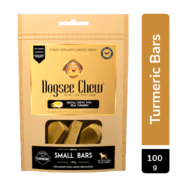 Dogsee Chew Turmeric Small Bars Long-Lasting Dental Chews For Small Dogs - 100 gm