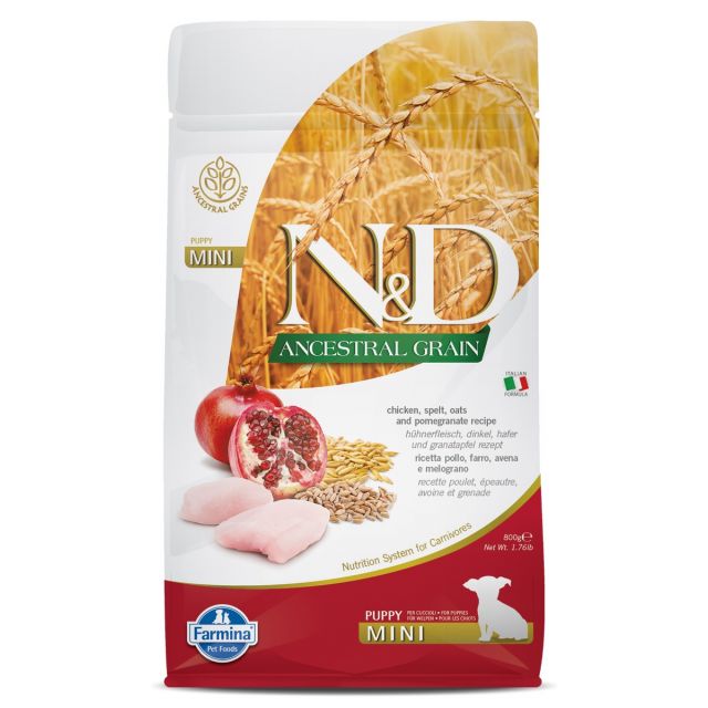 Farmina N&D Ancestral Grain Chicken & Pomegranate Mini Breed Puppy Dry Food