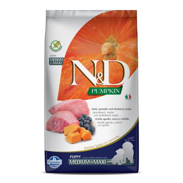 Farmina N&D Grain Free Pumpkin Lamb & Blueberry Medium & Maxi Breed Puppy Dry Food
