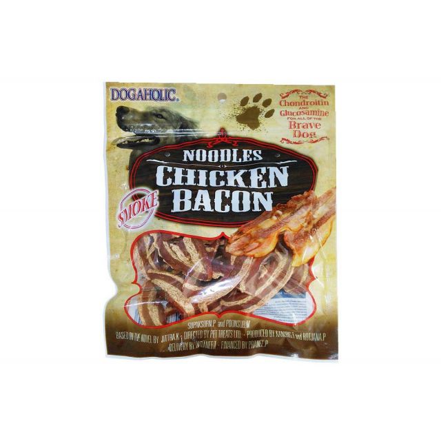 Dogaholic Oodles Smoked Chicken Bacon Strips Dog Meaty Treat - 130 gm