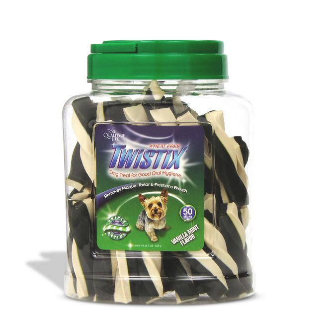 NPIC Twistix Vanilla Mint Dog Dental Treat - 50 Sticks - Canister