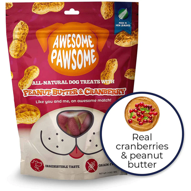 Awesome Pawsome Peanut Butter & Cranberry All -Natural Grain Free Dog Treat
