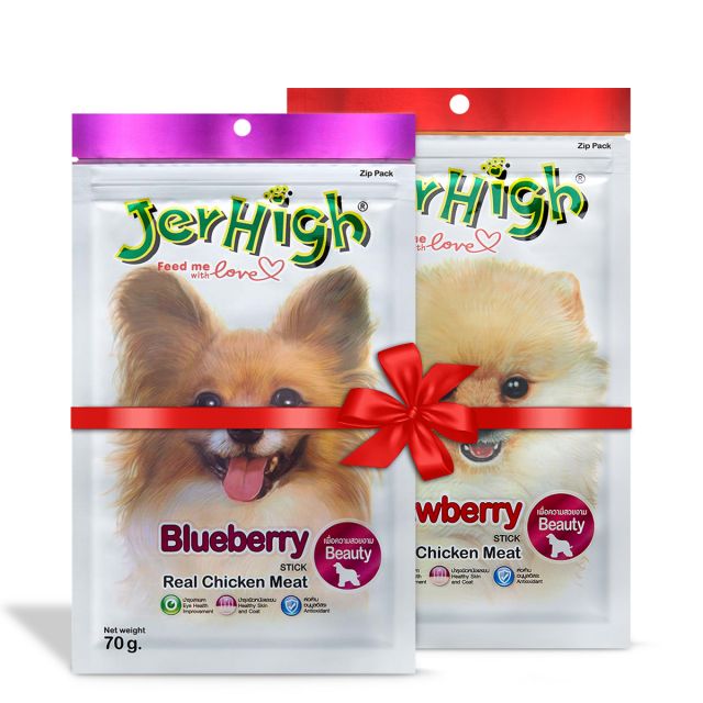 Jerhigh Blueberry & Strawberry Dog Meaty Treat Combo - Pack of 2