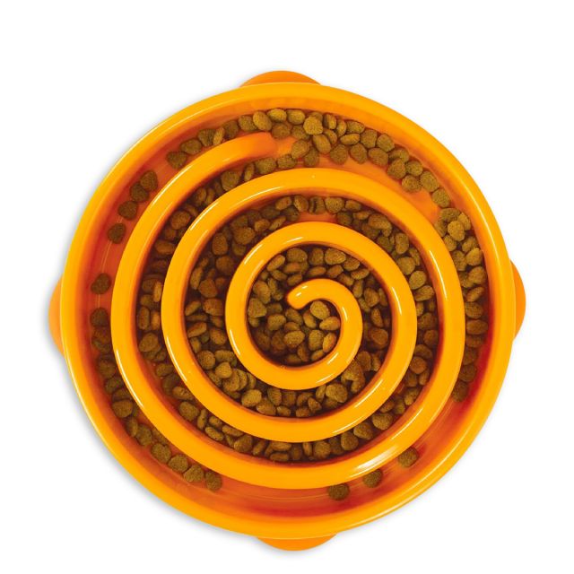 Outward Hound Fun Feeder Slo-Bowl Helps Prevent Obesity & Bloat Dog Bowl Medium/ Mini - 25 cm (Orange)