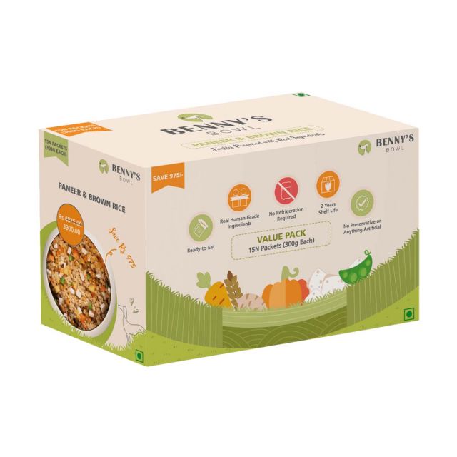 Benny's Bowl Paneer & Brown Rice Fresh Dog Food-Pack Of  15