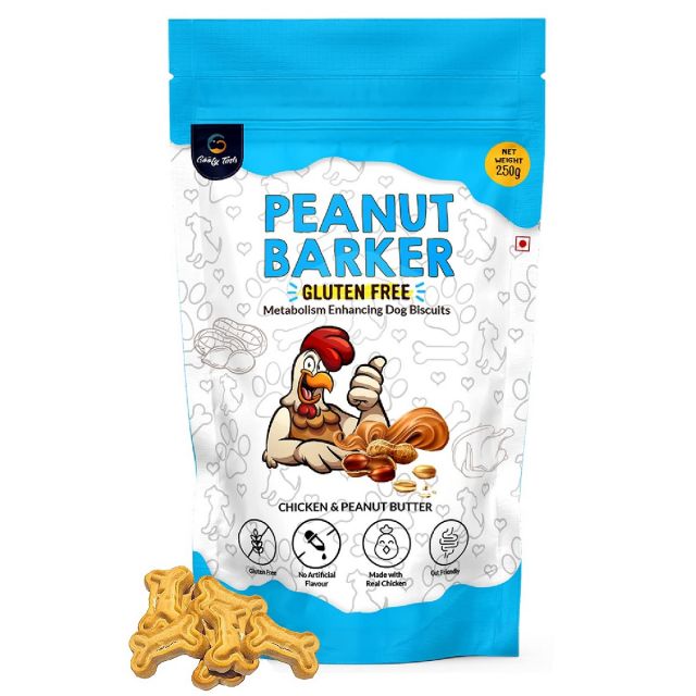 Goofy Tails Gluten-Free Peanut Barker Chicken Non-Veg Biscuits for Dogs & Puppies - 250 gm