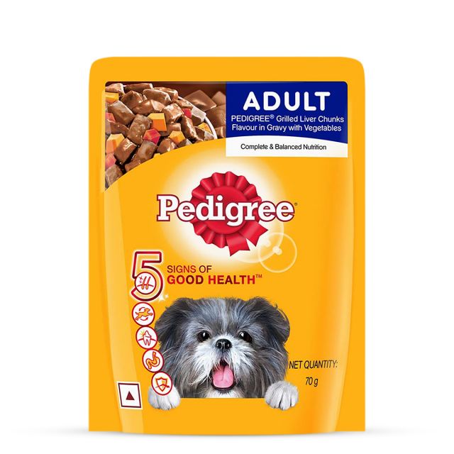 Pedigree Adult Grilled Liver Chunks In Gravy With Vegetables Wet Dog Food - 70g