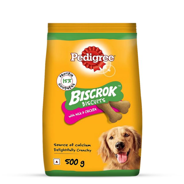 Pedigree Biscrok Milk & Chicken Flavor Dog Biscuits - 500 gm