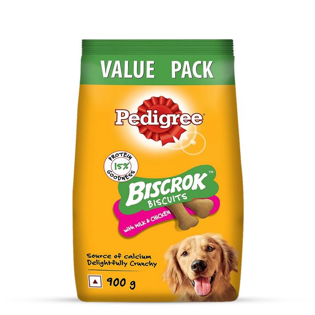 Pedigree Biscrok Milk & Chicken Flavor Dog Biscuits - 900 gm