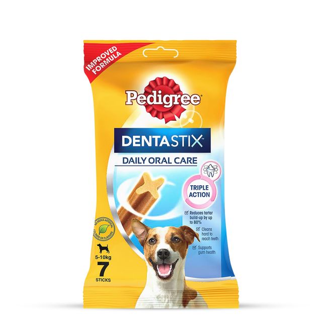 Pedigree Dentastix Small Breed (5-10 kg) Oral Care Dog Treat Weekly Pack (7 Sticks) Dog Dental Treat - 110 gm