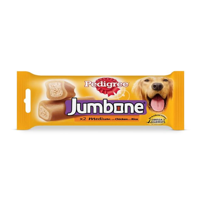 Pedigree Jumbone Chicken & Rice Adult Dog Treat (2 sticks) Dog Dental Treat - 180 gm