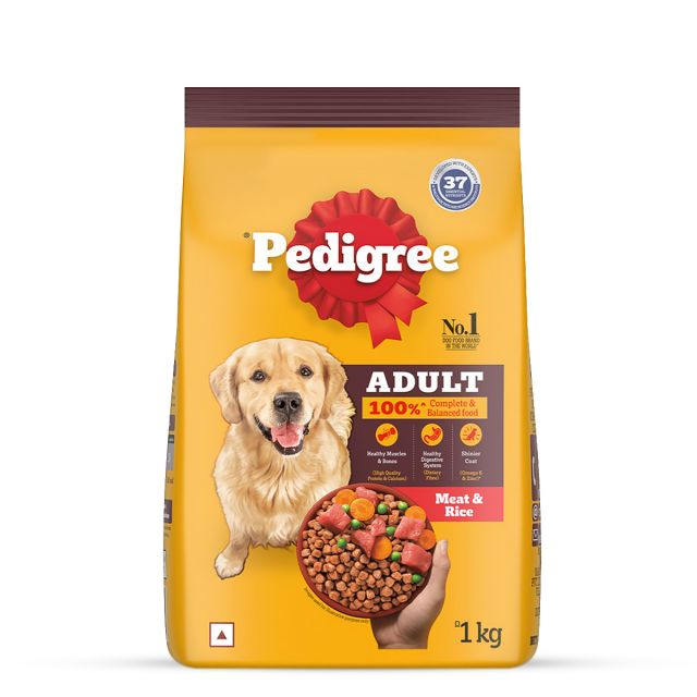 Pedigree Meat & Rice Adult Dry Dog Food - 1 kg