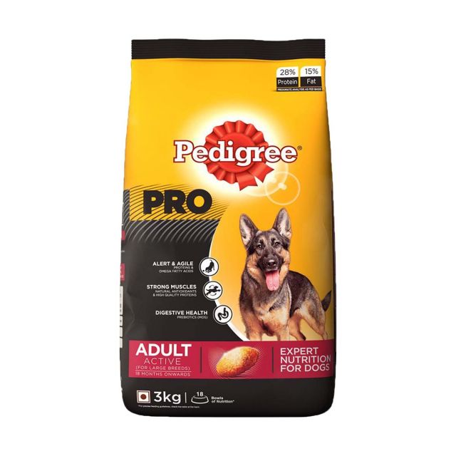 Pedigree PRO Expert Nutrition Active Adult Large Breed Dry Dog Food (18 Months Onwards) - 3 kg
