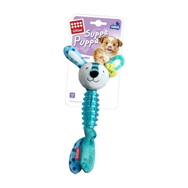 Gigwi Suppa Puppa Rabbit Squeaker Inside Plush/TPR Dog Toy - Small