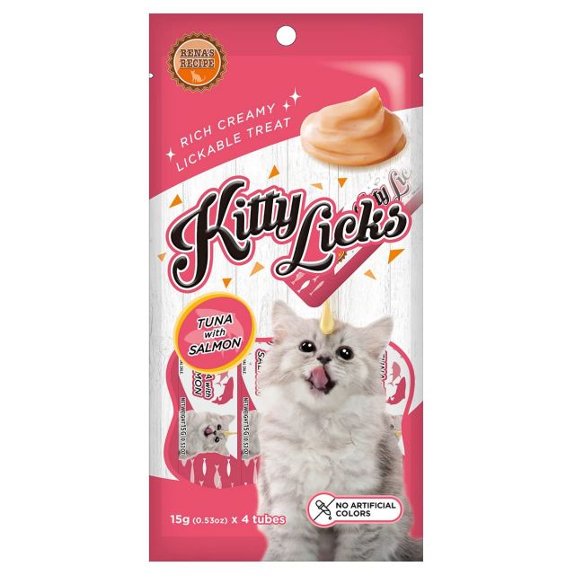 Rena Kitty Licks Tuna Salmon Cat Treat -  15g x 4 tubes 