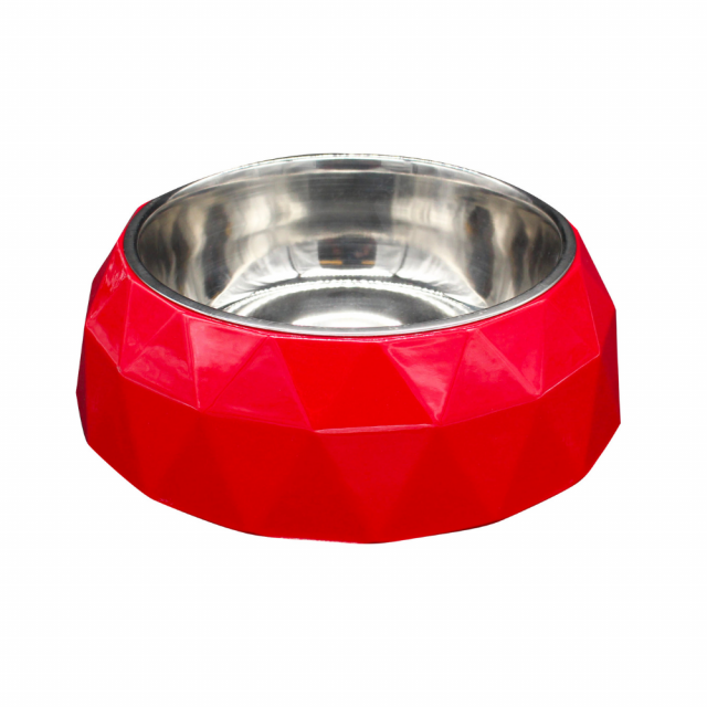 beboji Diamond Melamine/Steel Dog Bowl-940 ml-Red