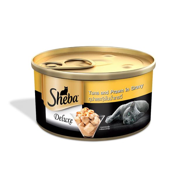 Sheba Deluxe Tuna & Prawn In Gravy Premium Canned Wet Cat Food - 85 gm