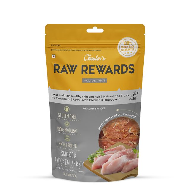 Chesters Raw Rewards Smoked Chicken Jerky Dog Treat - 50 gm