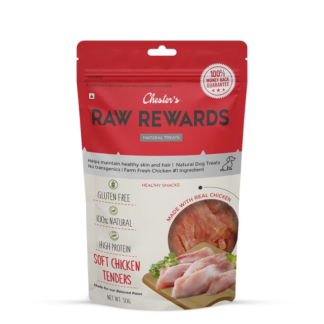 Chesters Raw Rewards Soft Chicken Tenders Dog Treat - 50 gm