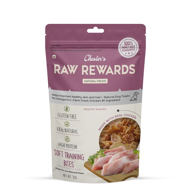 Chesters Raw Rewards Soft Traning Bites Dog Treat - 70 gm
