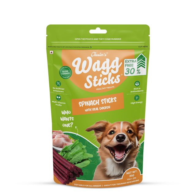 Chesters Wagg Sticks Spinach Sticks Dog Treat - 70 gm
