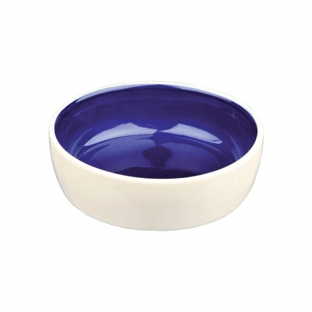 Trixie Ceramic Bowl (Cream/Blue) With Blue Inside - 300 ml