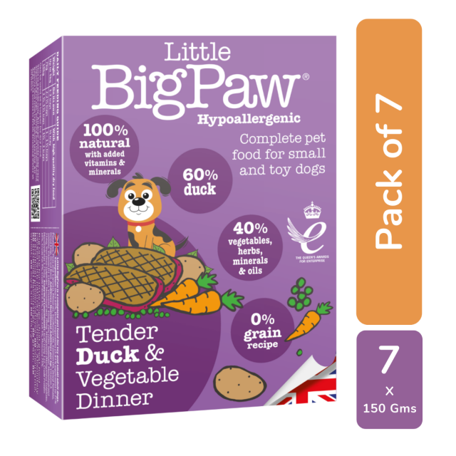 Little Big Paw Tender Duck & Vegetable Dinner Wet Dog Food - 150 gm (Pack Of 7)