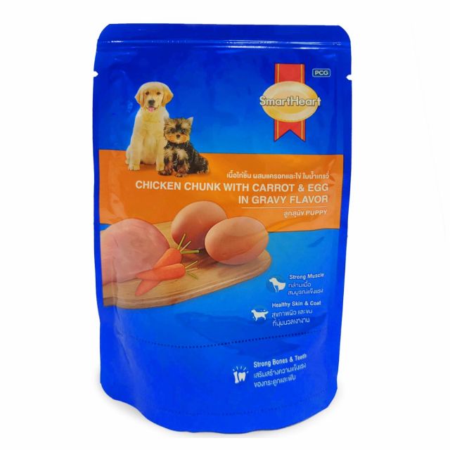 SmartHeart Chicken Chunk With Carrot & Egg in Gravy Wet Dog Food - 80 gm