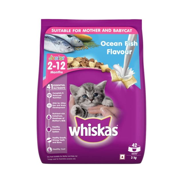 Whiskas Kitten (2-12 months) Oean Fish Dry Food- 3 kg