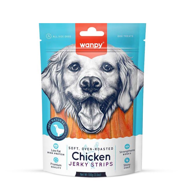 Wanpy Chicken Jerky Strips Dog Treat -100 gm 