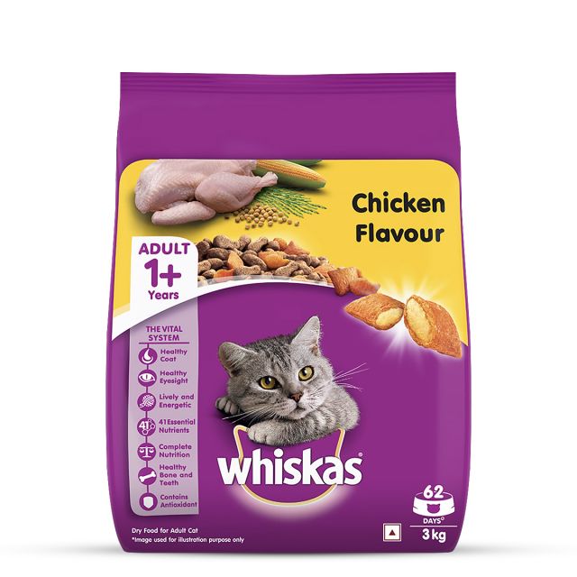 Whiskas Adult (+1 year) Chicken Dry Cat Food - 3 kg