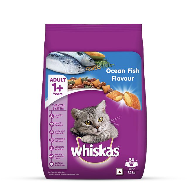 Whiskas Adult (+1 year) Ocean Fish Flavour Dry Cat Food - 1.2 kg