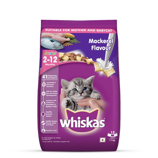 Whiskas Kitten (2-12 months) Mackerel Dry Food - 1.1 kg