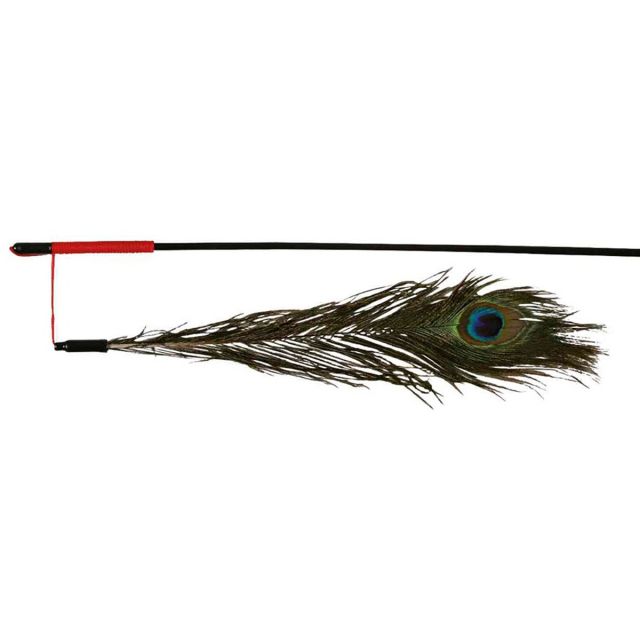 Trixie Playing Rod with Peacock Feather Plastic 47cm
