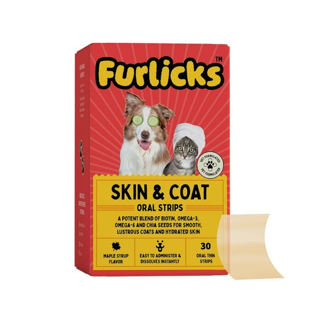 Furlicks Skin & Coat Supplement for Dogs & Cats - Maple Syrup Flavor