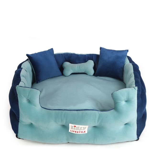 ZL Creamy Varicoloured Fancy Blocked Dog Bed-S