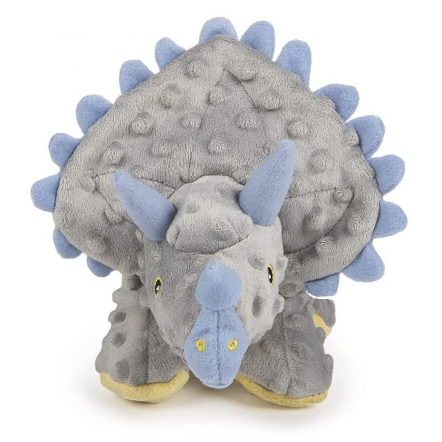 Godog Dinos Frills with Chew Guard Technology Durable Plush Squeaker Dog Toy Grey - Large
