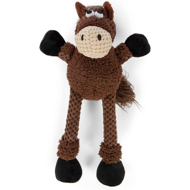 Godog Checkers Skinny Horse With Chew Guard Technology Durable Plush Dog Toy - Large